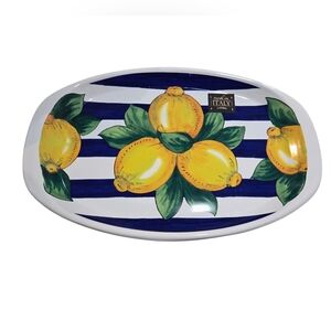 Nova Deruta - Vibrant Lemon Striped Plate/ Platter Made In Italy Hand Painted